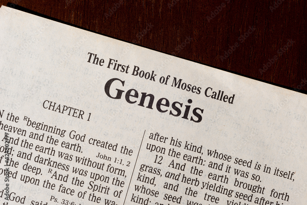 Obraz premium The Book of Genesis Title Page Close-up