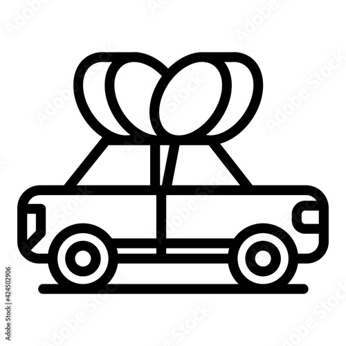 Car present icon. Outline Car present vector icon for web design isolated on white background