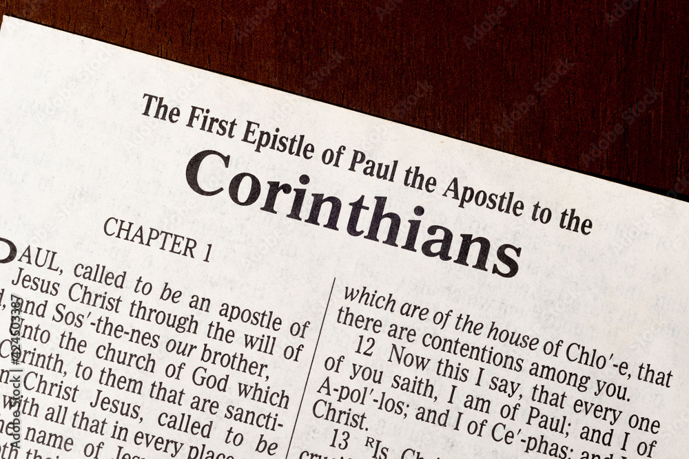 Obraz premium The Book of First Corinthians Title Page Close-up