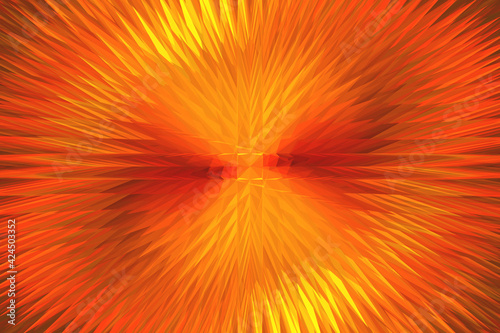 Abstract radial glass crystal pattern in shades of orange