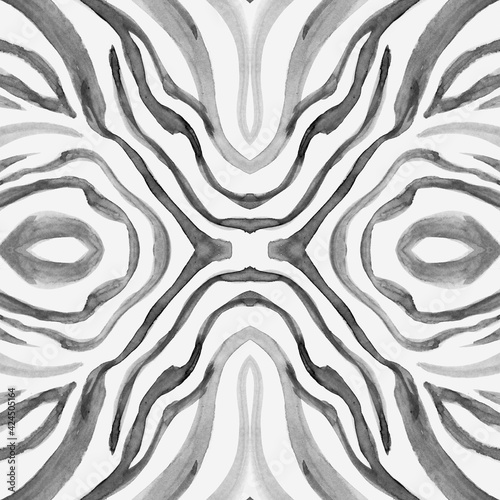 Seamless Zebra Pattern. Watercolor Africa Print. Gray Fashion Wild Background. Jungle Lines Design. Zebra Texture. Black Camouflage African Print. Seamless Zebra Pattern. Abstract Wild Background.