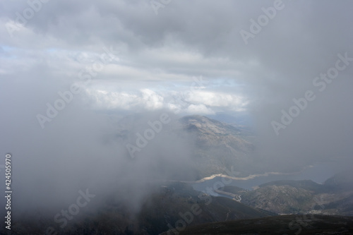 Foggy top of a mountain