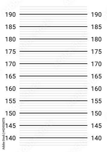 Police mugshot background. Person's height measuring scale