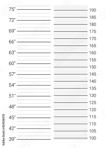 Police mugshot background. Person's height measuring scale