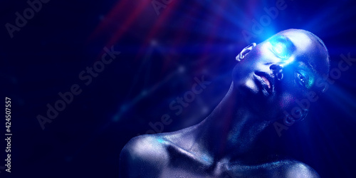female biorobot with glowing eye © Andrey Kiselev