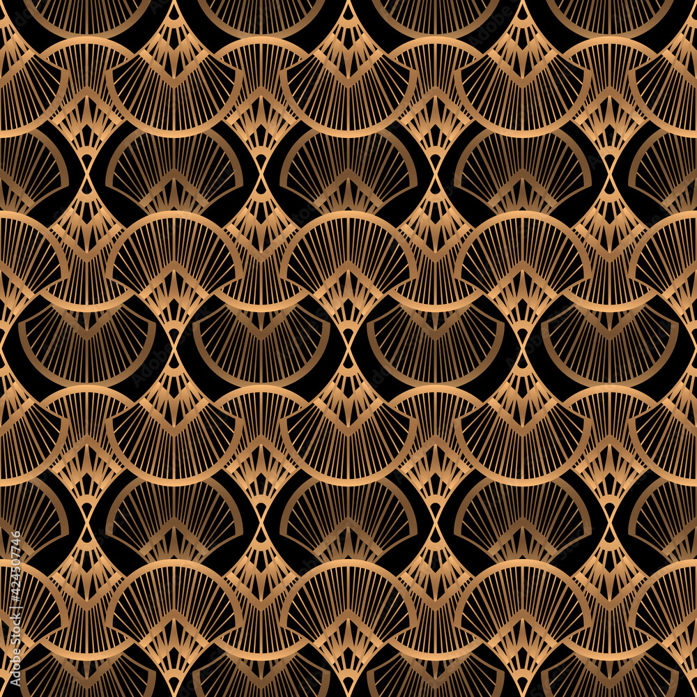 Retro vintage glam 1920s fashion black and gold geometric pattern art deco  Wrapping Paper by IamTrending