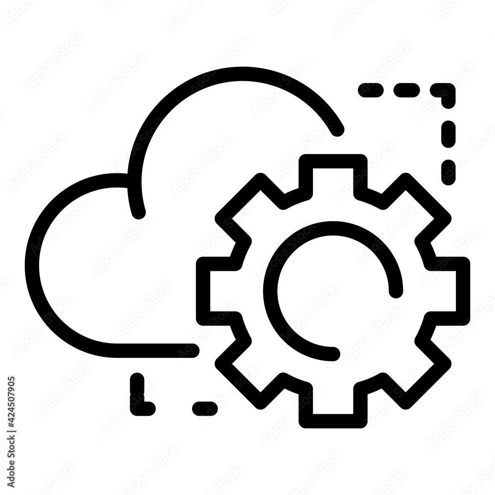 Cloud setting icon. Outline Cloud setting vector icon for web design isolated on white background