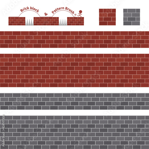 横スクロールゲームのレンガブロックとパターンブラシ_イラスト素材