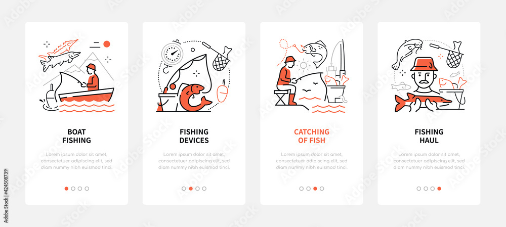 Fishing - modern line design style web banners