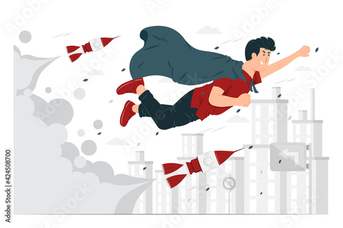 People flying as the journey of success concept illustration