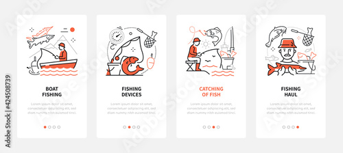 Fishing - modern line design style web banners