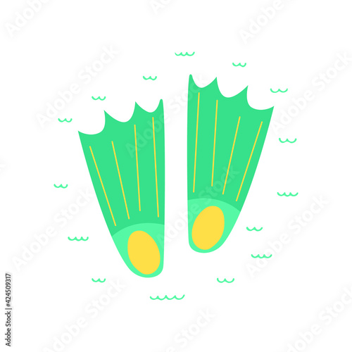 Cartoon vector illustration of swimming flippers isolated on white background