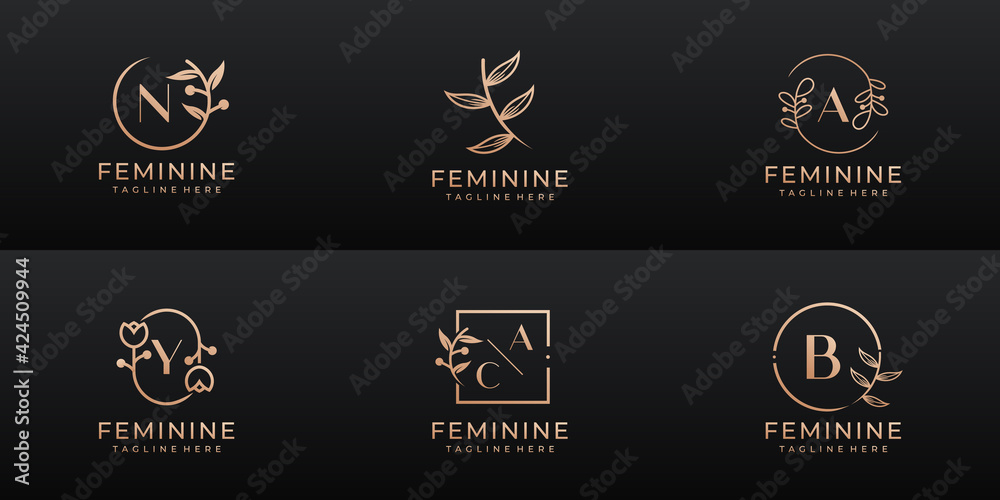 Luxury feminine wedding branding, corporate, logo set collection
