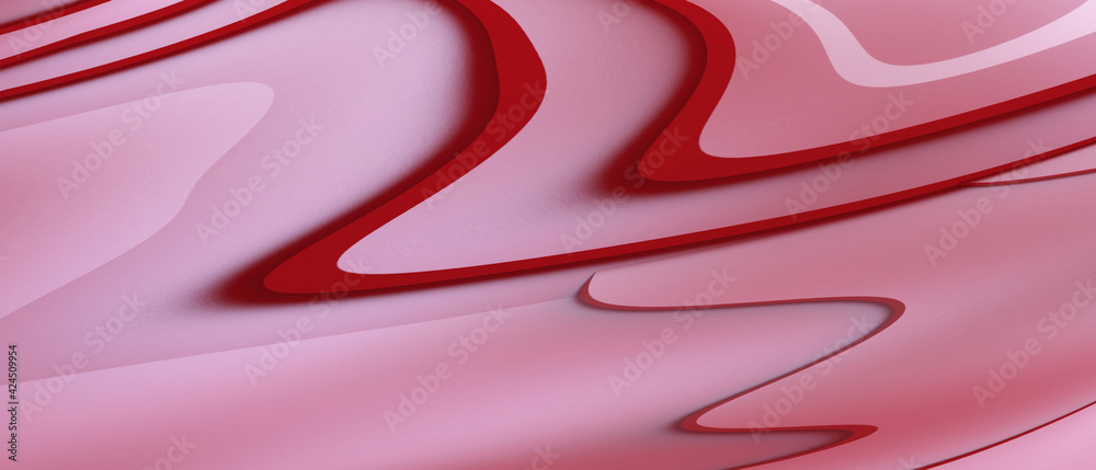 Creative idea. Abstract Waves background Futuristic and Digital Design Concept on Red. Inspiration, banner, Copy Space - 3d rendering