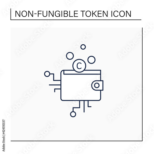 Cryptocurrency wallet line icon.Physical medium, program. Private access for cryptocurrency transactions. Digital money collection.Digitalization concept. Isolated vector illustration.Editable stroke