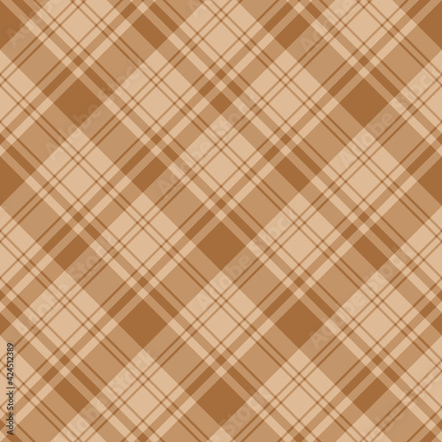 Seamless pattern in light and dark beige colors for plaid, fabric, textile, clothes, tablecloth and other things. Vector image. 2