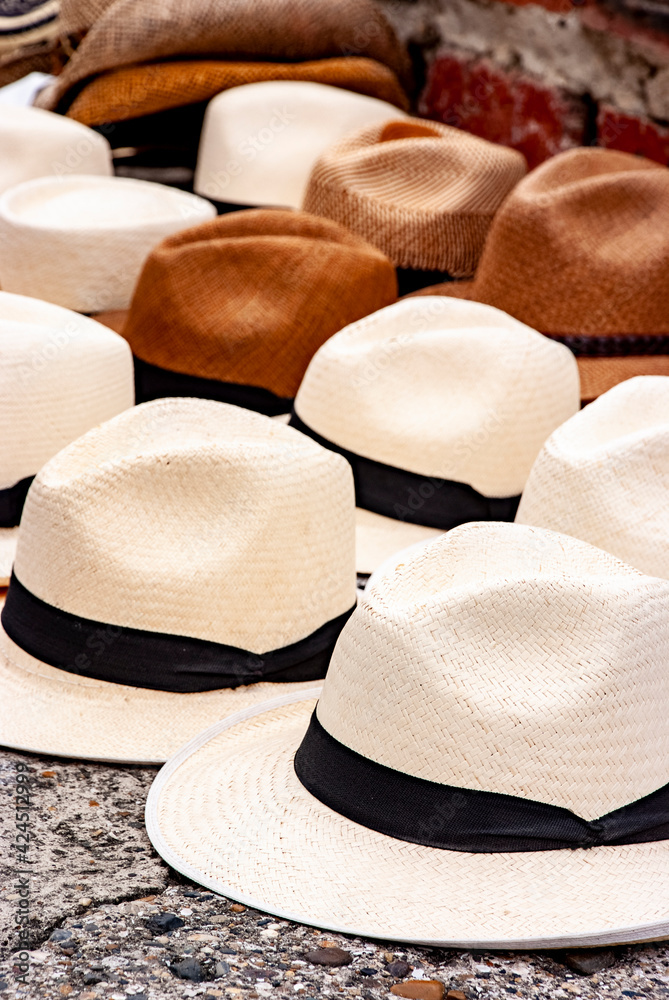 Hats sold on the street in Cartagena de Indias - Colombia