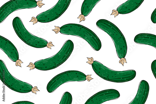 Seamless pattern of cucumbers, color, vector