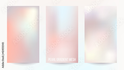 Pearl mesh gradient vector design cards. Pastel watercolor style backgrounds photo