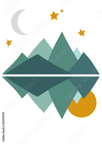 mountain scene day and night