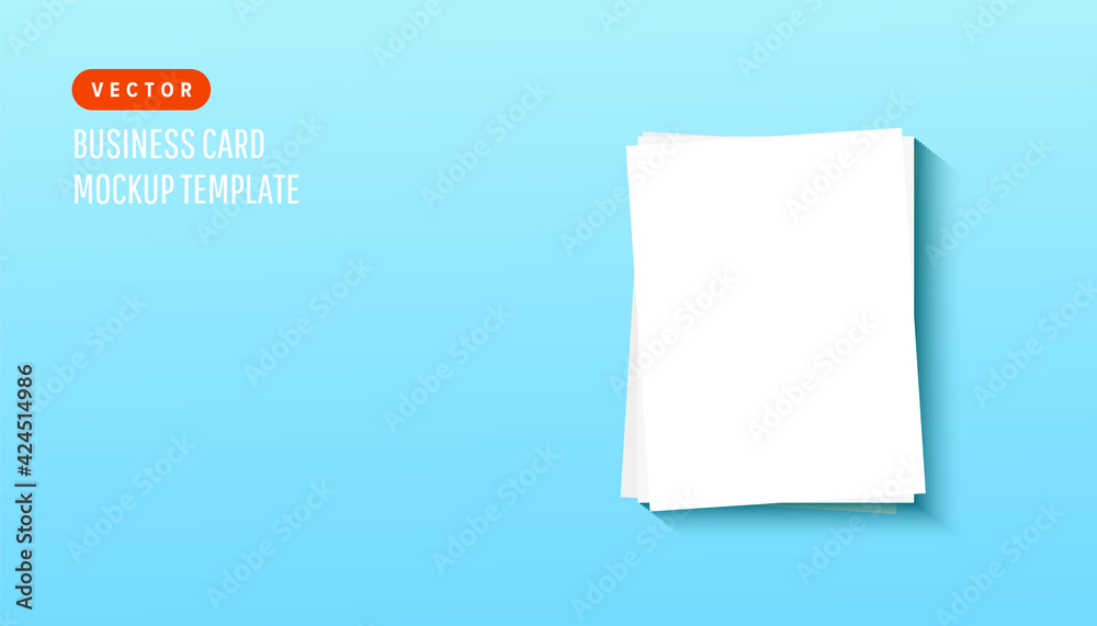 White blank credit or gift cards template for mock up presentation on a blue background. Vector illustration for your design