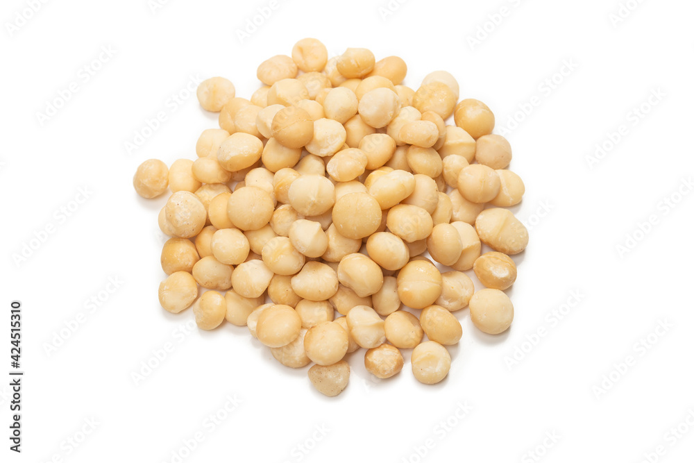 Macadamia nuts isolated on white background. Macadamia nuts isolated on white background.