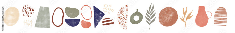 Fototapeta premium Set of Abstract Brush Strokes, Hand Drawn Design Elements,