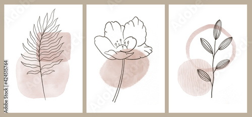 Collection of minimalist shapes. Abstract contemporary modern trendy art posters in pastel colors.