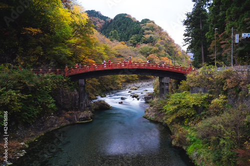 Shinkyo Bridge and water stream at Nikko  Tochigi