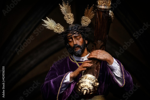 Holy Christ carrying the cross. Christian holy week in Spain