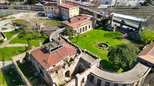 Leghorn, Italy. Aerial view of Fonte del Corallo, old thermal spring