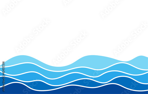 Blue water wave line deep sea pattern background banner vector.