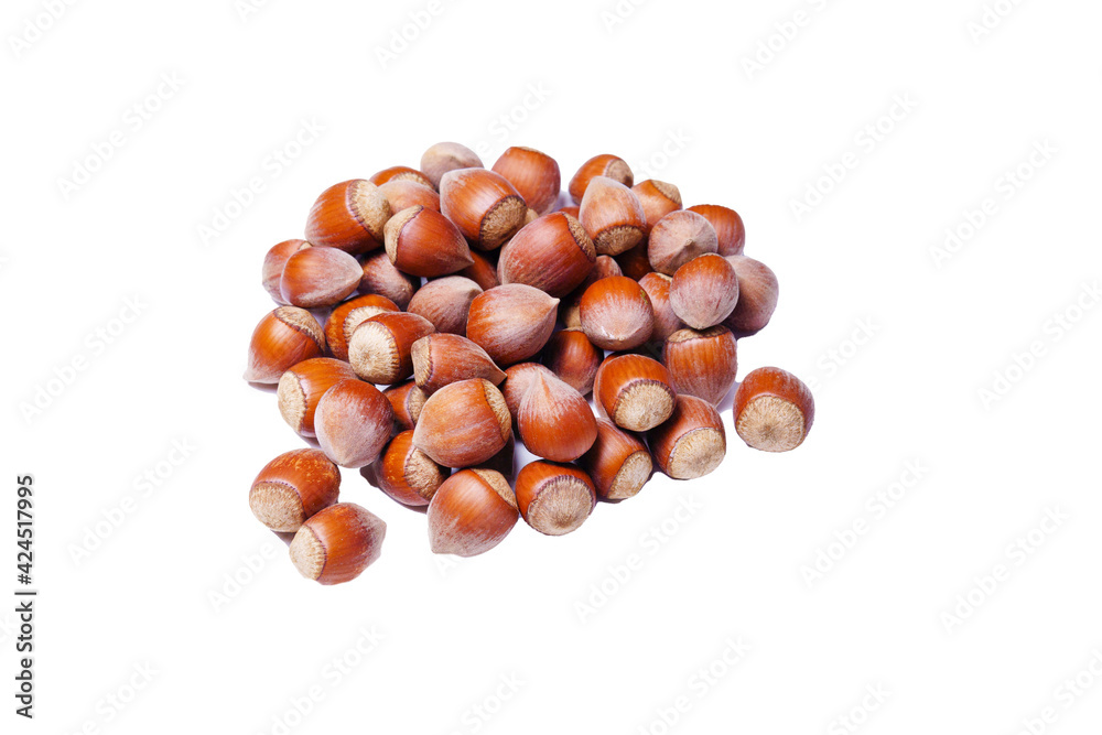 lot of nuts hazelnuts, in shell isolated on white background lot of nuts hazelnuts, in shell isolated on white background