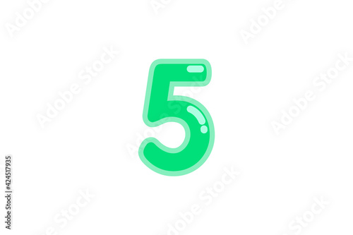 5 five number green vector jelly glossy bright typography for web holiday event 
