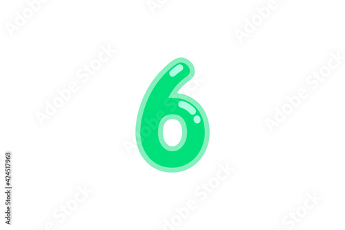 6 six number green vector jelly glossy bright typography for web holiday event 