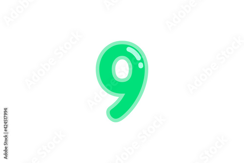 9 nine number green vector jelly glossy bright typography for web holiday event 