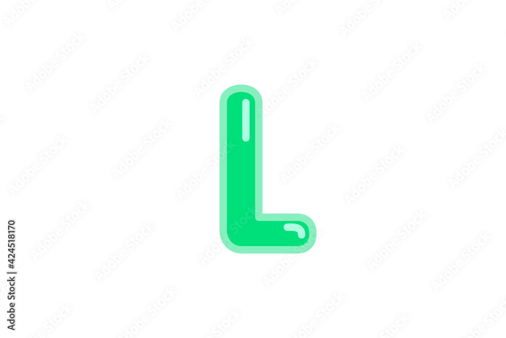 L letter alphabet green candy jelly glossy vector isolated on white background L letter alphabet green candy jelly glossy vector isolated on white background