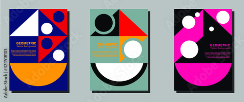 New Swiss retro poster with geometric shapes premium vektor 