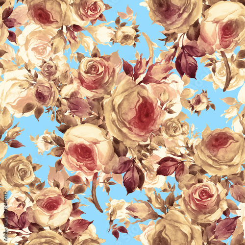 Seamless pattern of beautiful bouquets of roses
