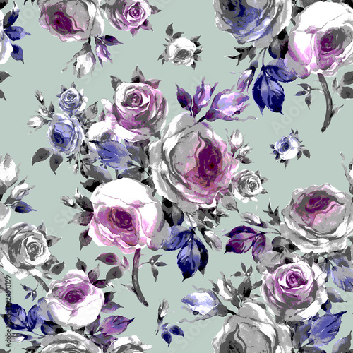 Seamless pattern of beautiful bouquets of roses