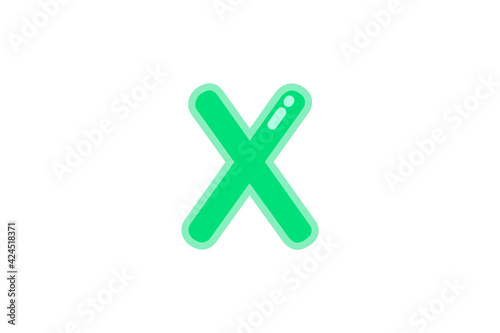 X letter alphabet green candy jelly glossy vector isolated on white background 