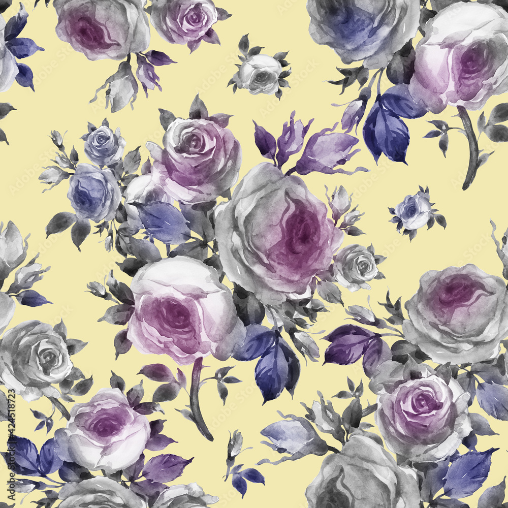 Seamless pattern of beautiful bouquets of roses