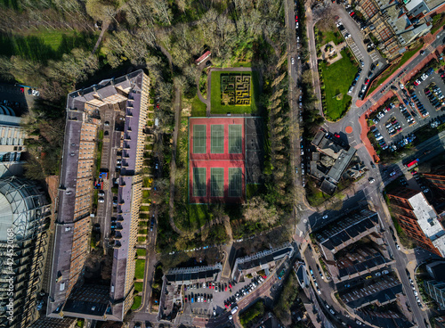 Aerial view of St James Park stadium, the home football stadium of Newcastle United Football Club. photo