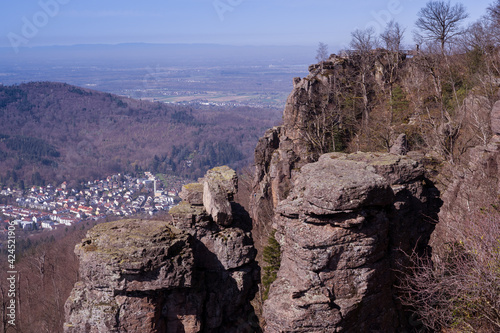 View of the spa town of Baden Baden and the Black Forest. Seen from the battert rock. Baden Wuerttemberg  Germany  Europe