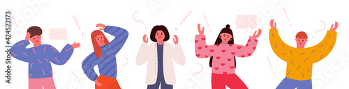 Set of people quarrel and swear. Aggressive people yell at each other. design graphics in a flat stylish style vector