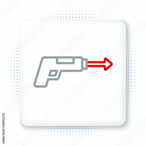 Line Fishing harpoon icon isolated on white background. Fishery manufacturers for catching fish under water. Diving underwater equipment. Colorful outline concept. Vector