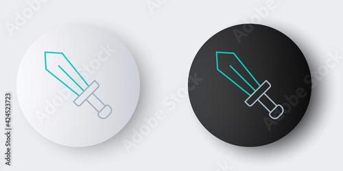 Line Sword for game icon isolated on grey background. Colorful outline concept. Vector