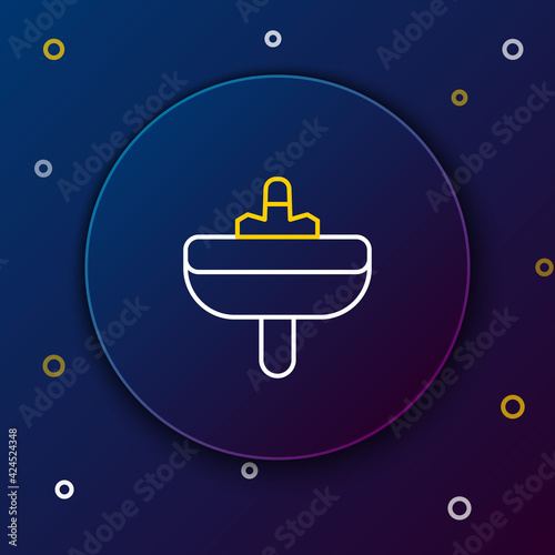 Line Washbasin with water tap icon isolated on blue background. Colorful outline concept. Vector