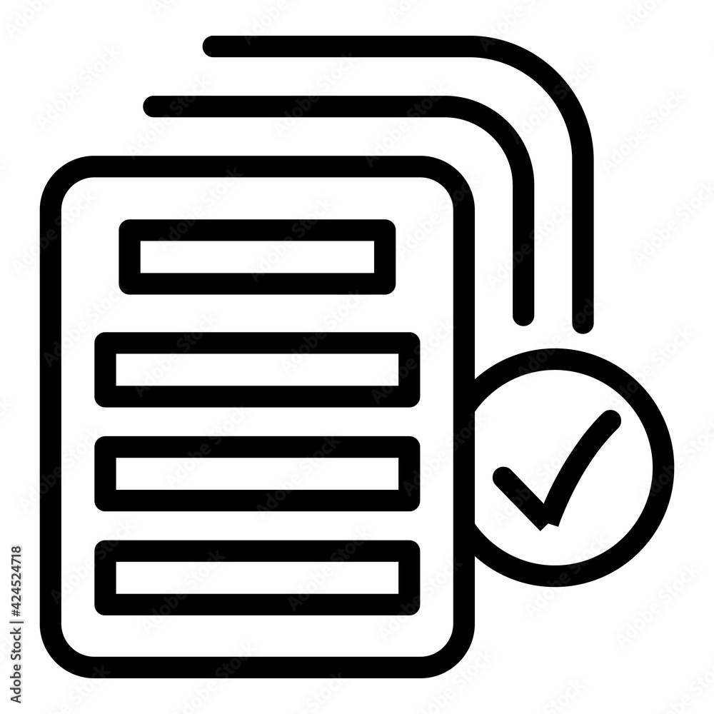 Approved documents icon. Outline Approved documents vector icon for web design isolated on white background Approved documents icon. Outline Approved documents vector icon for web design isolated on white background