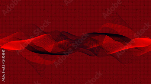 Red Digital Sound Wave Background,technology and earthquake wave diagram concept,design for music studio and science,Vector Illustration.